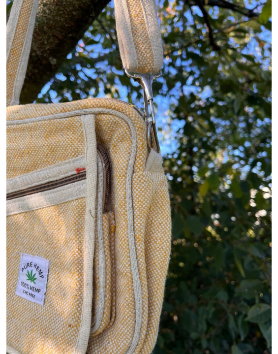 Ethno kabelka z konope - žlto biela